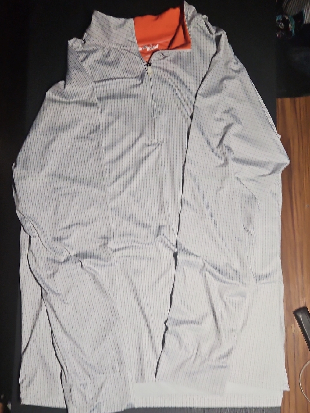 Lightweight Men's Quarter-Zip Shirt Jacket in White with Orange Lining